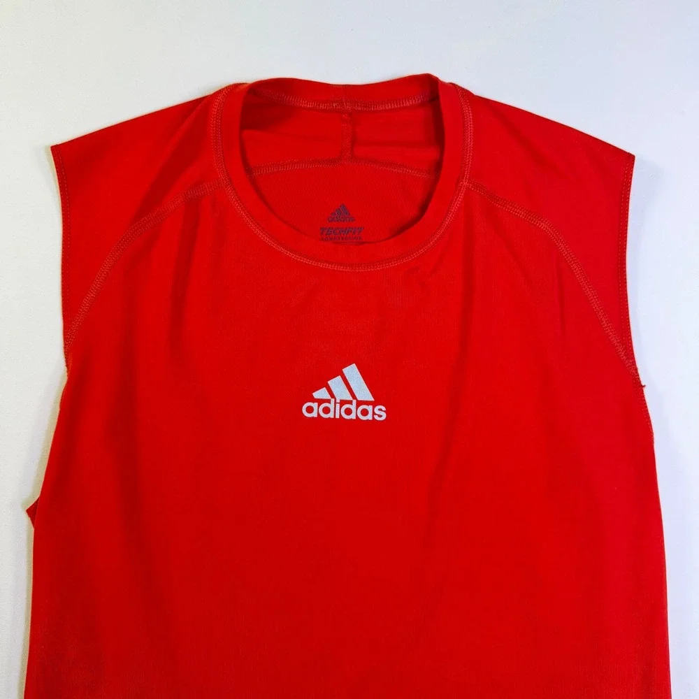 Adidas‎ Techfit Compression Mens Sleeveless Training Shirt Red CW9582 Medium